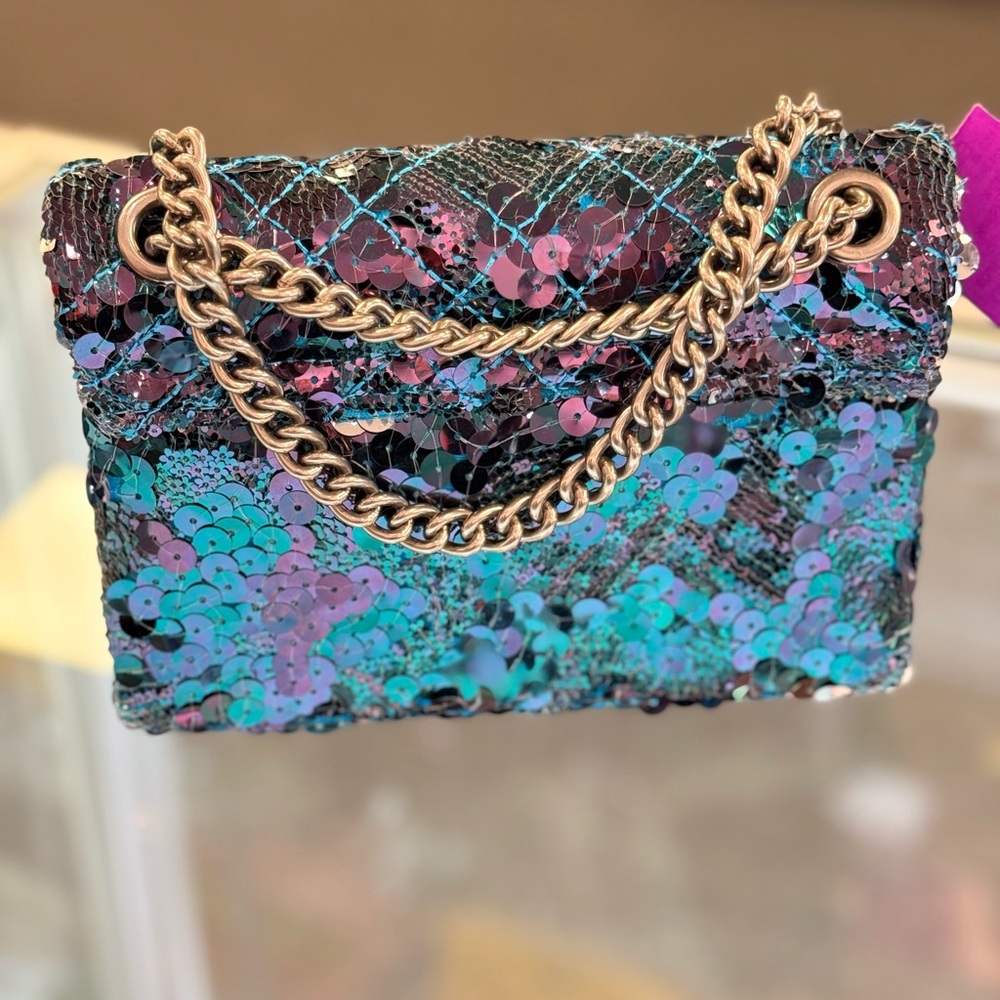 Pre Owned Kurt Geiger Blue and Pink Sequin Shoulder Bag - Picture 9 of 9
